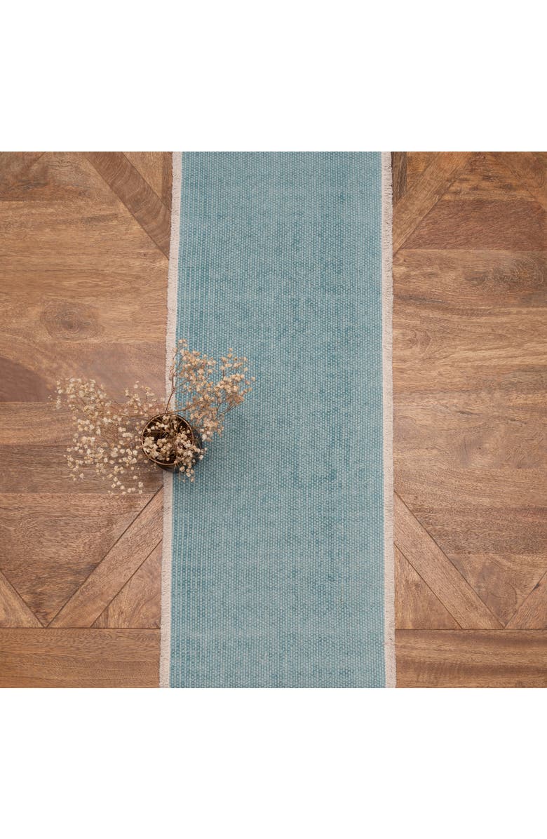 C&F Home Fringed Sea Glass Table Runner 14" x 72", Alternate, color, Blue