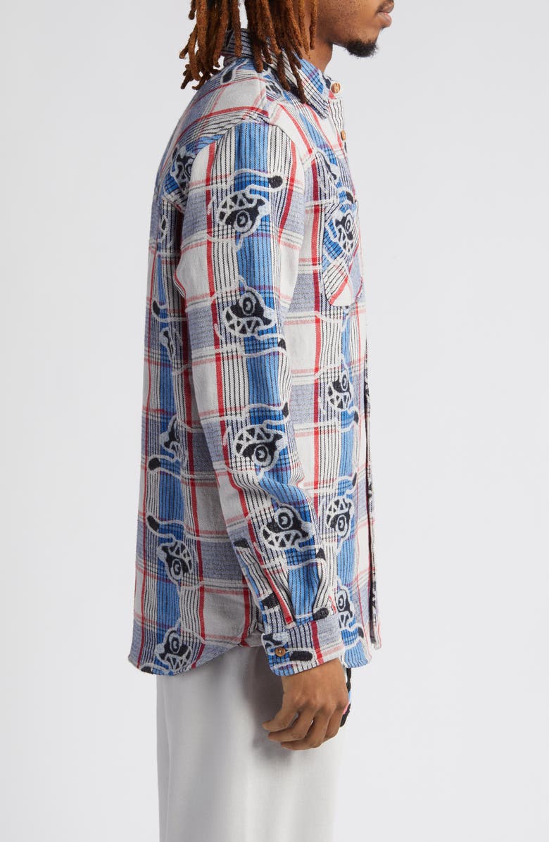 ICECREAM Harry Running Dog Plaid Flannel Button-Up Shirt, Alternate, color,