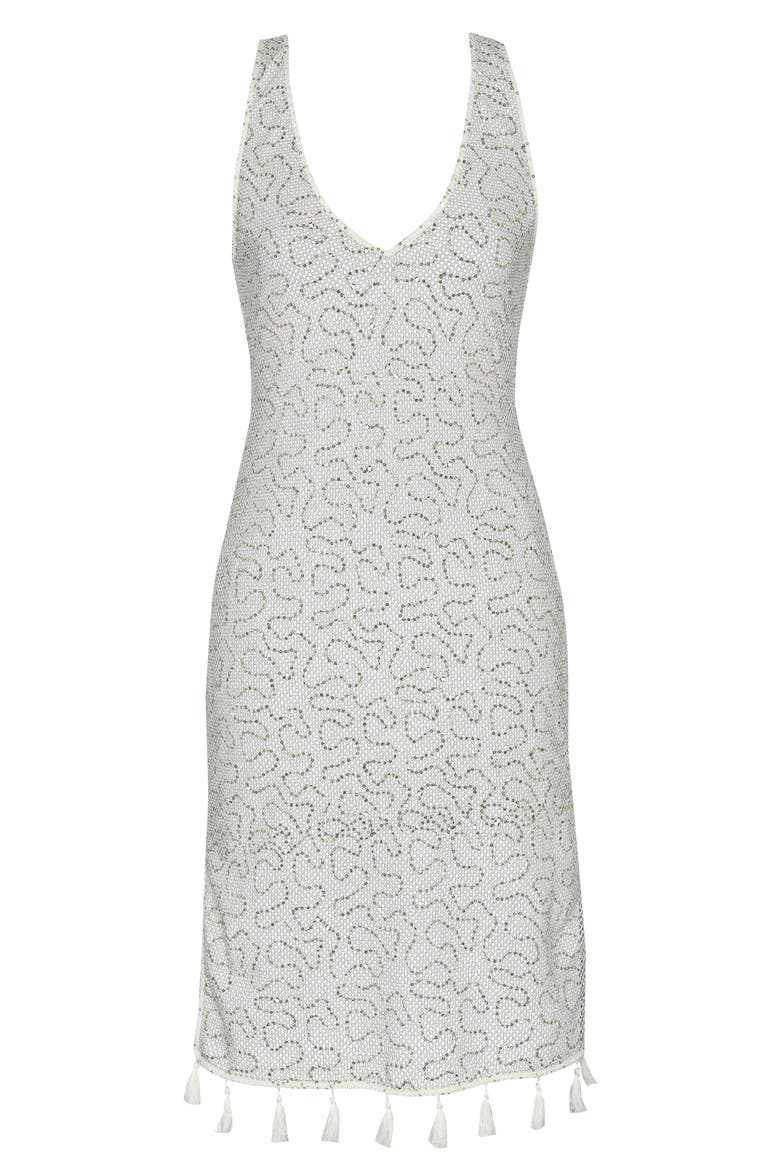 Shine Open Stitch Cover-Up Dress, Alternate, color, WHITE