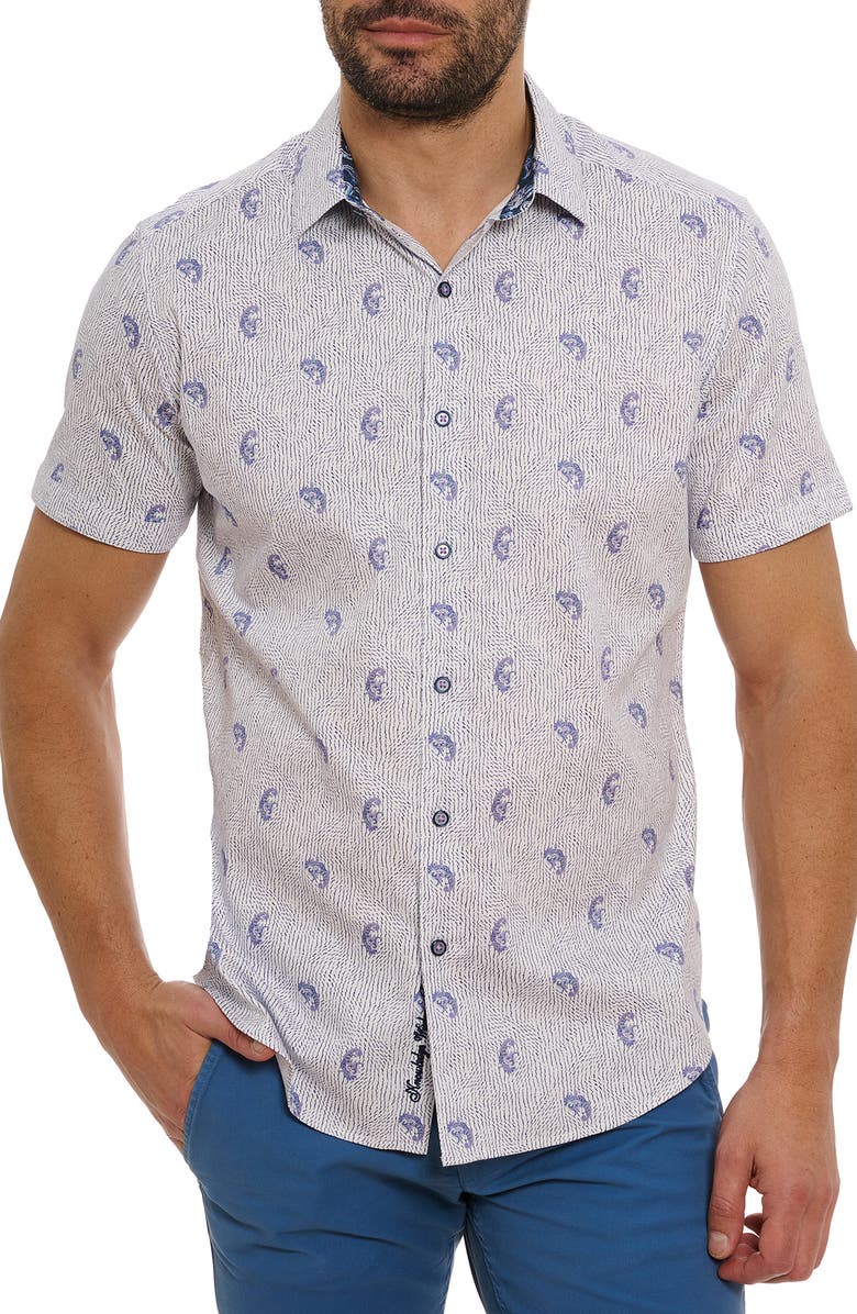 Robert Graham Belmond Short Sleeve Shirt, Main, color, White