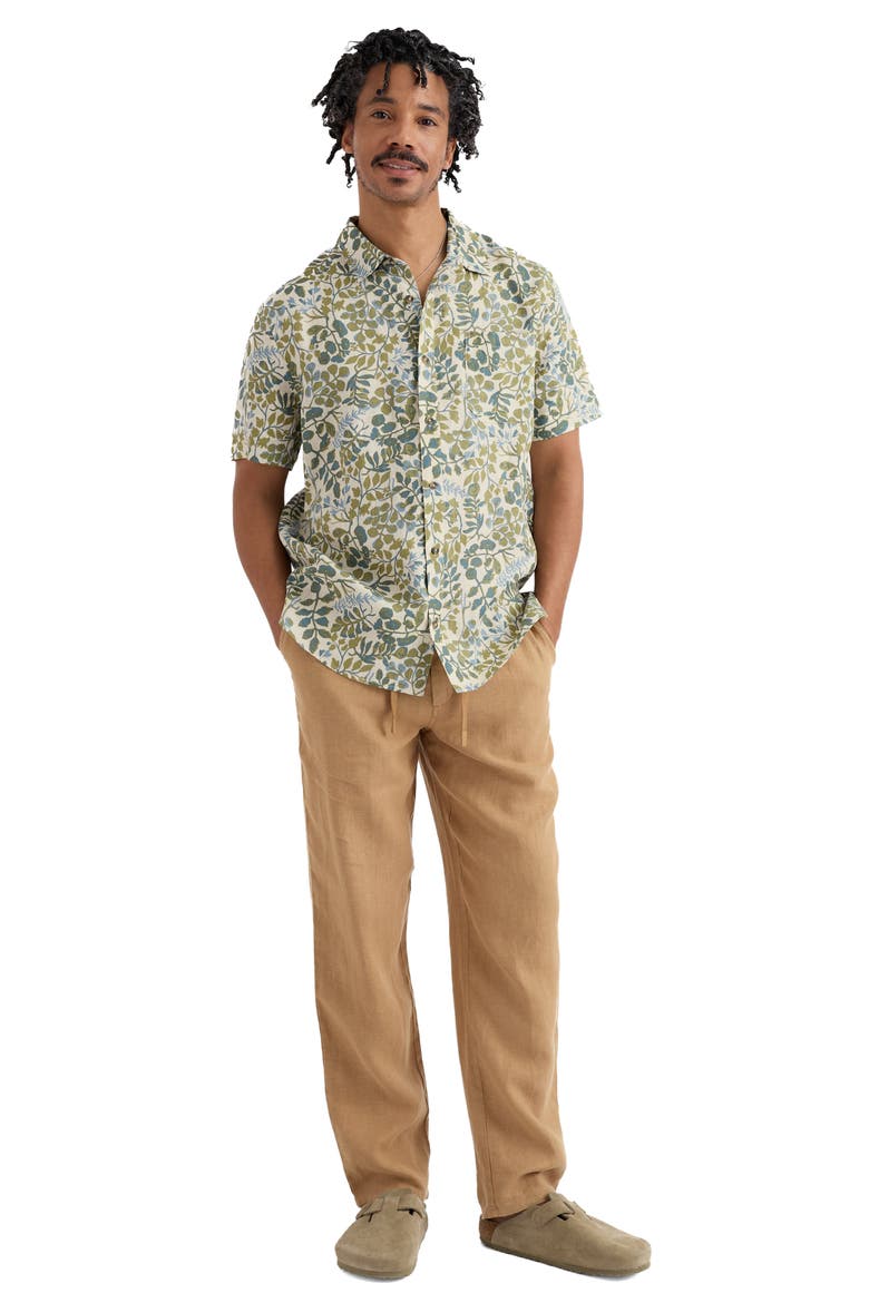Blue Heron Short Sleeve Linen Shirt, Alternate, color, WINDING HERBS ECRU