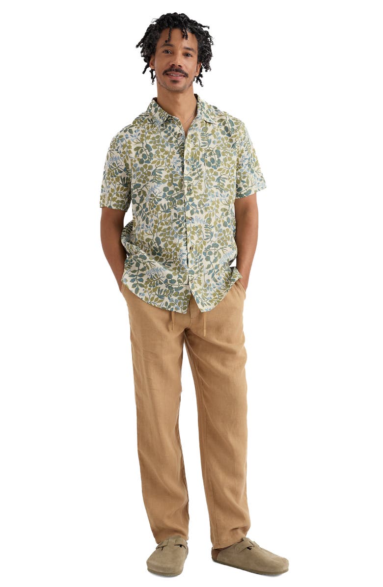 Seasalt Cornwall Blue Heron Short Sleeve Linen Shirt, Alternate, color, Winding Herbs Ecru