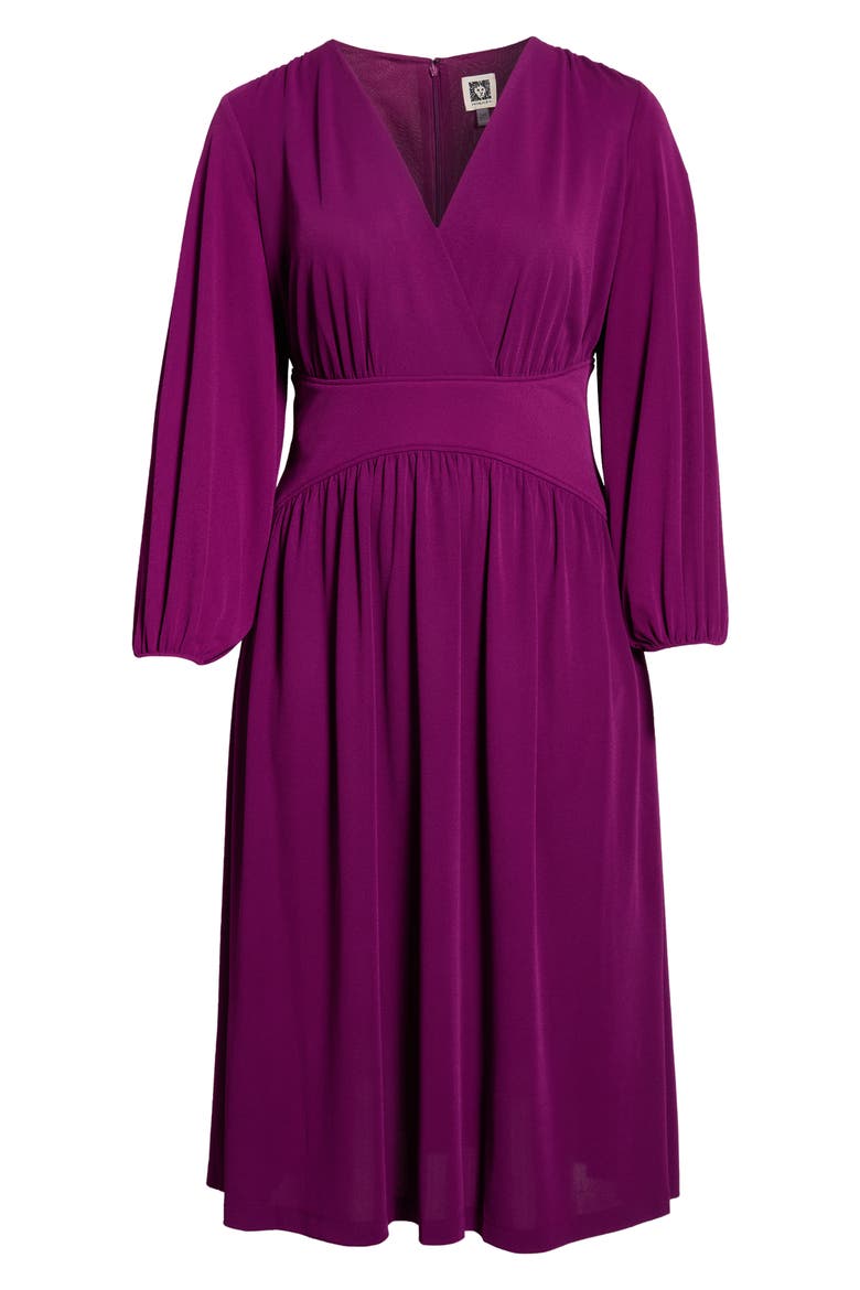 Blouson Sleeve Midi Dress, Alternate, color, BEET