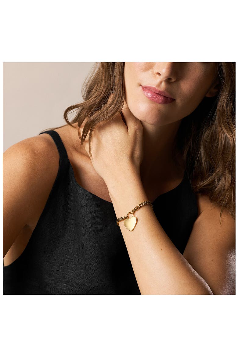 Sutton Heart Charm Chain Bracelet, Alternate, color, GOLD