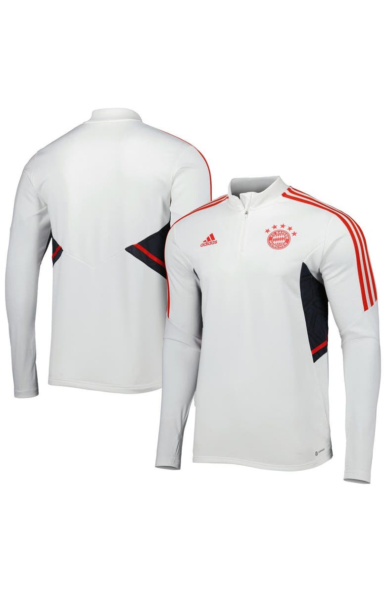 adidas Men's adidas White Bayern Munich Team Training AEROREADY Quarter-Zip Top, Main, color,