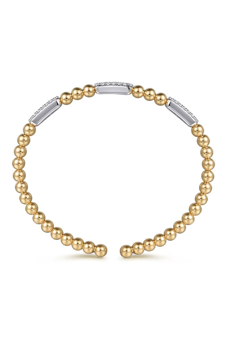 Bujukan Diamond Bar Beaded Cuff Bracelet, Alternate, color, TWO TONE