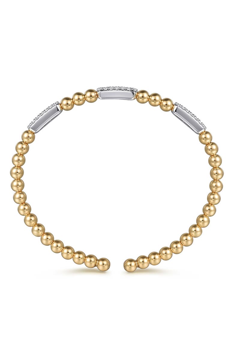 Gabriel & Co. Bujukan Diamond Bar Beaded Cuff Bracelet, Alternate, color, Two Tone