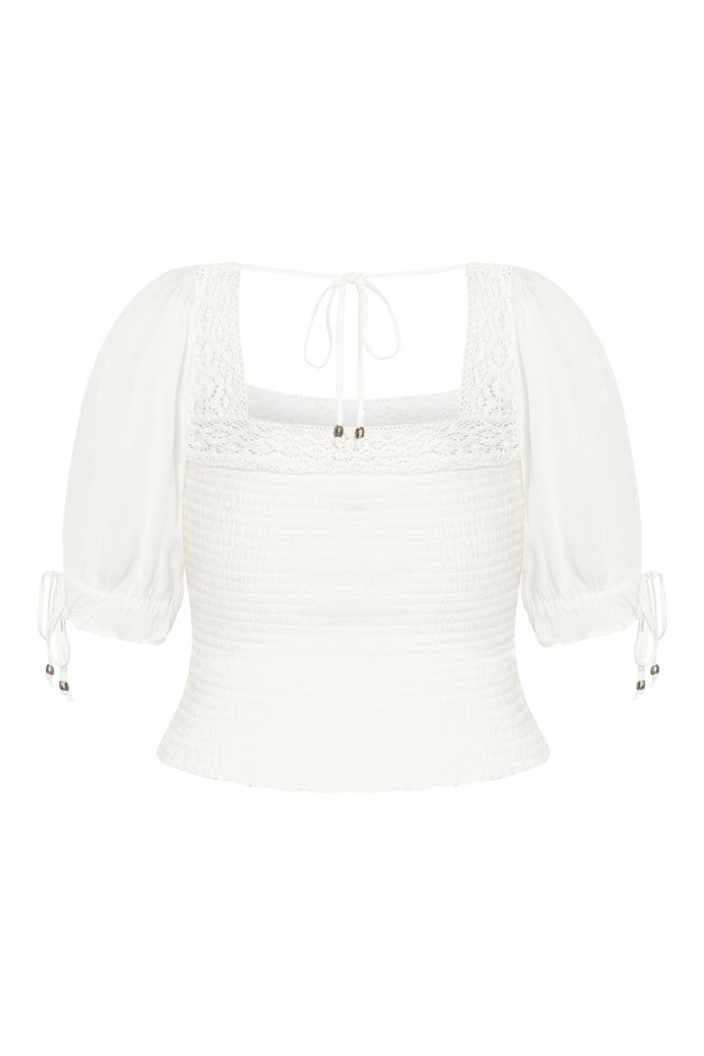 Aurora Smocked Crop Top, Alternate, color, IVORY