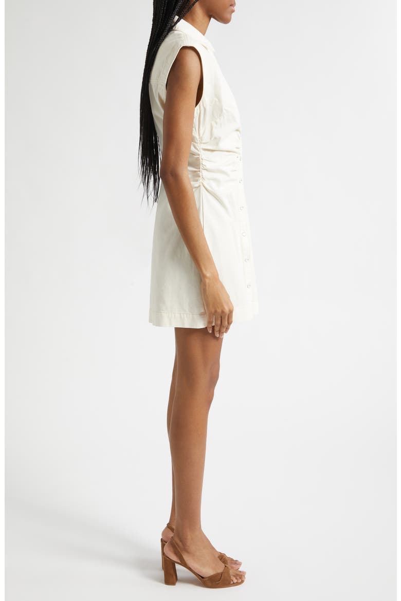 maura mini dress Innovare Denim Maura V Neck Ruffle Asymmetric Mini Dress In Apricot, XS