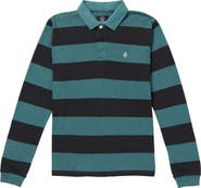 Volcom Kids' Bolders Long Sleeve Stripe Cotton Polo