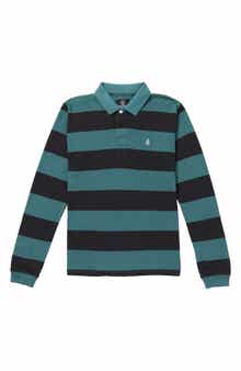 Kids' Bolders Long Sleeve Stripe Cotton Polo