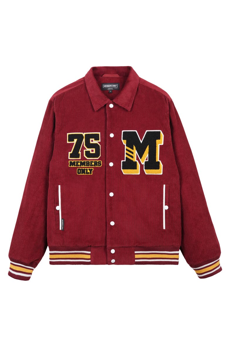Corduroy Varsity Jacket, Alternate, color, Red