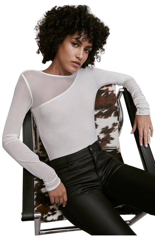 Marcella Milo Long Sleeve Mesh & Jersey Top In Off White
