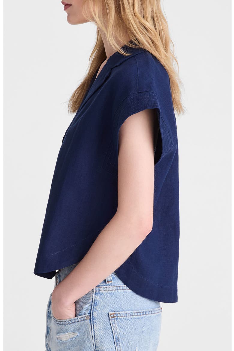 Notch Collar Linen Popover Shirt, Alternate, color, CLASSIC INDIGO