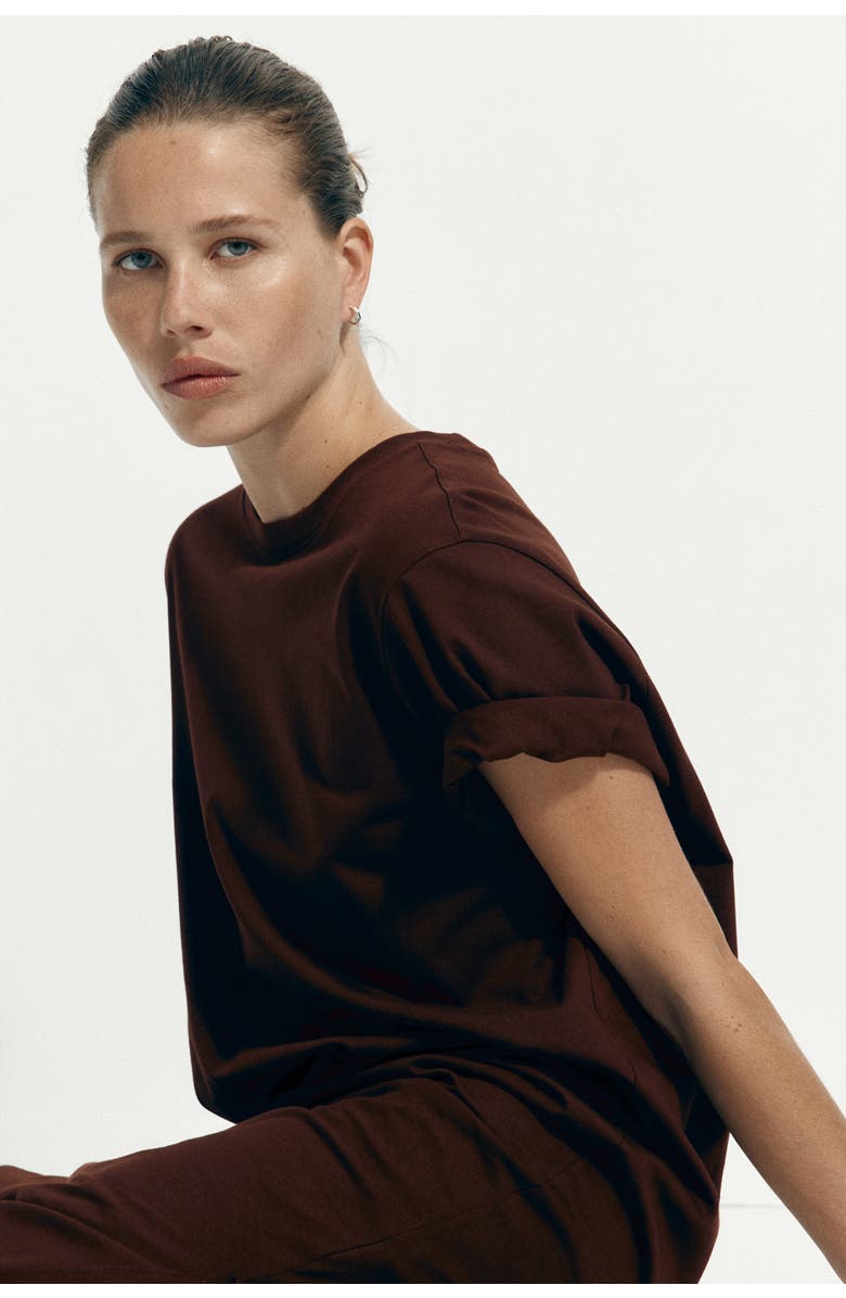 H&M Long T-shirt Dress, Alternate, color, Brown