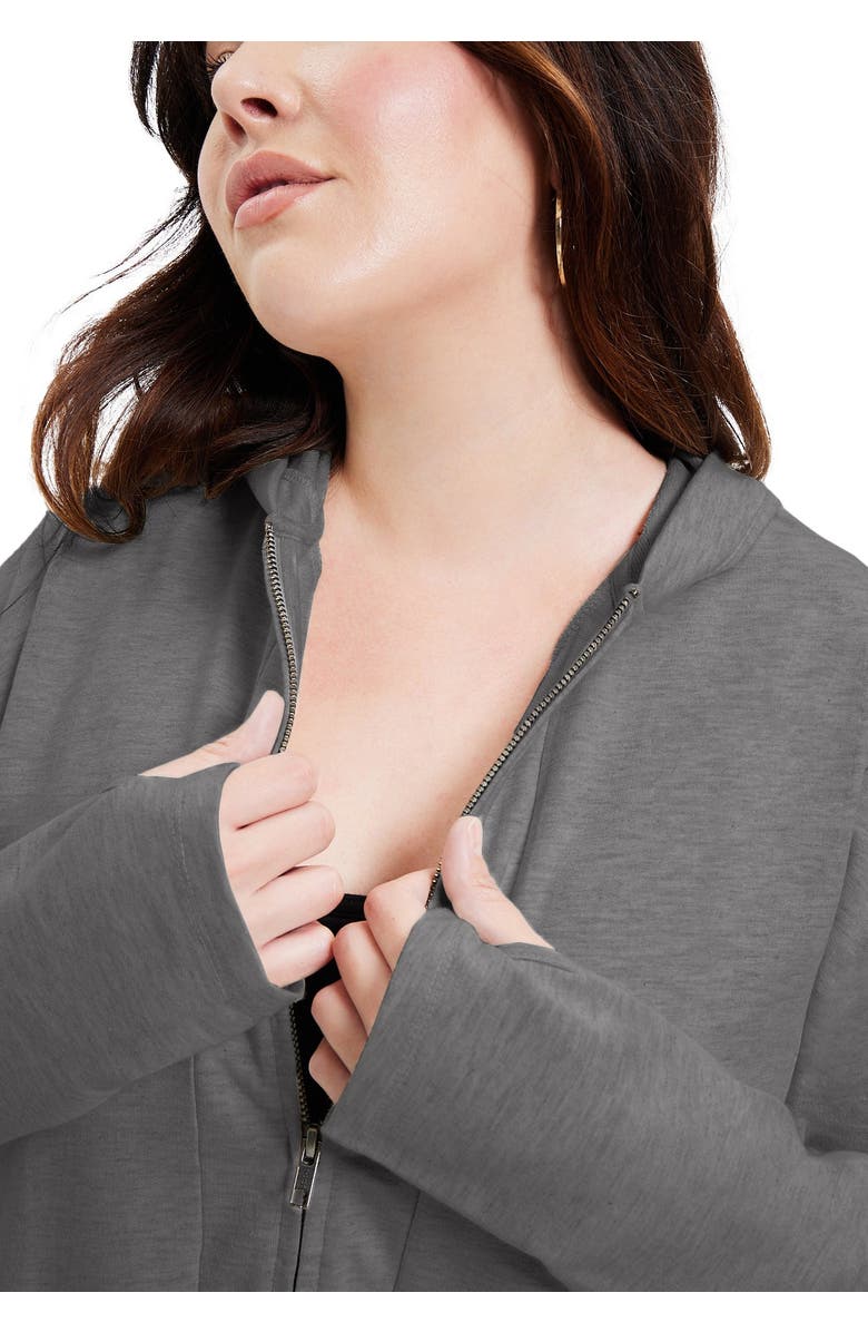 June + Vie Zip-Up French Terry Hoodie, Alternate, color, Black