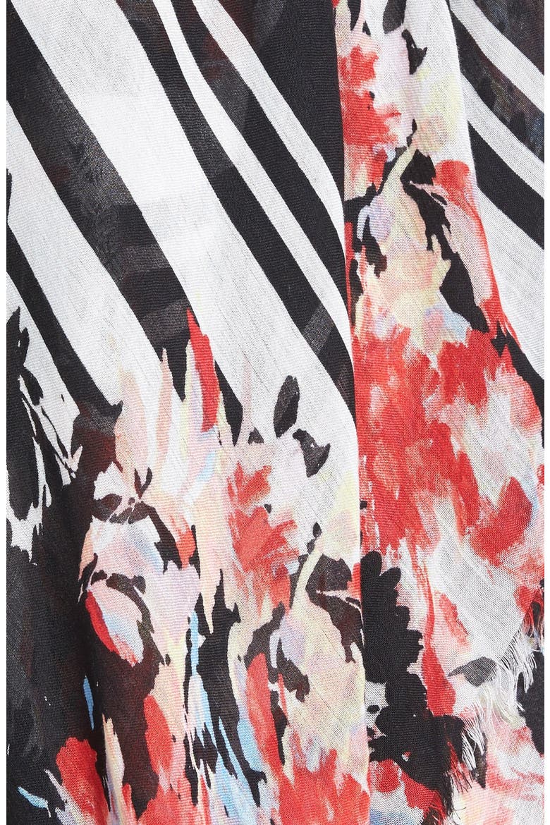 'Fantastic Floral Stripe' Scarf, Alternate, color, RED COMBO