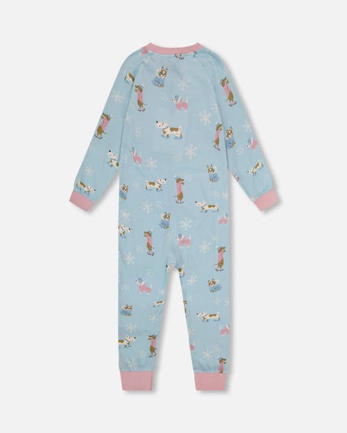 Deux Par Deux Organic Cotton Interlock One-piece Pajama In Blue