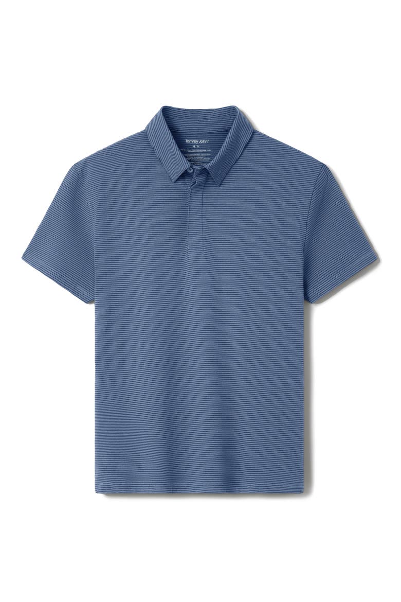 Second Skin Comfort Polo, Alternate, color, VINTAGE INDIGO FINE STRIPE