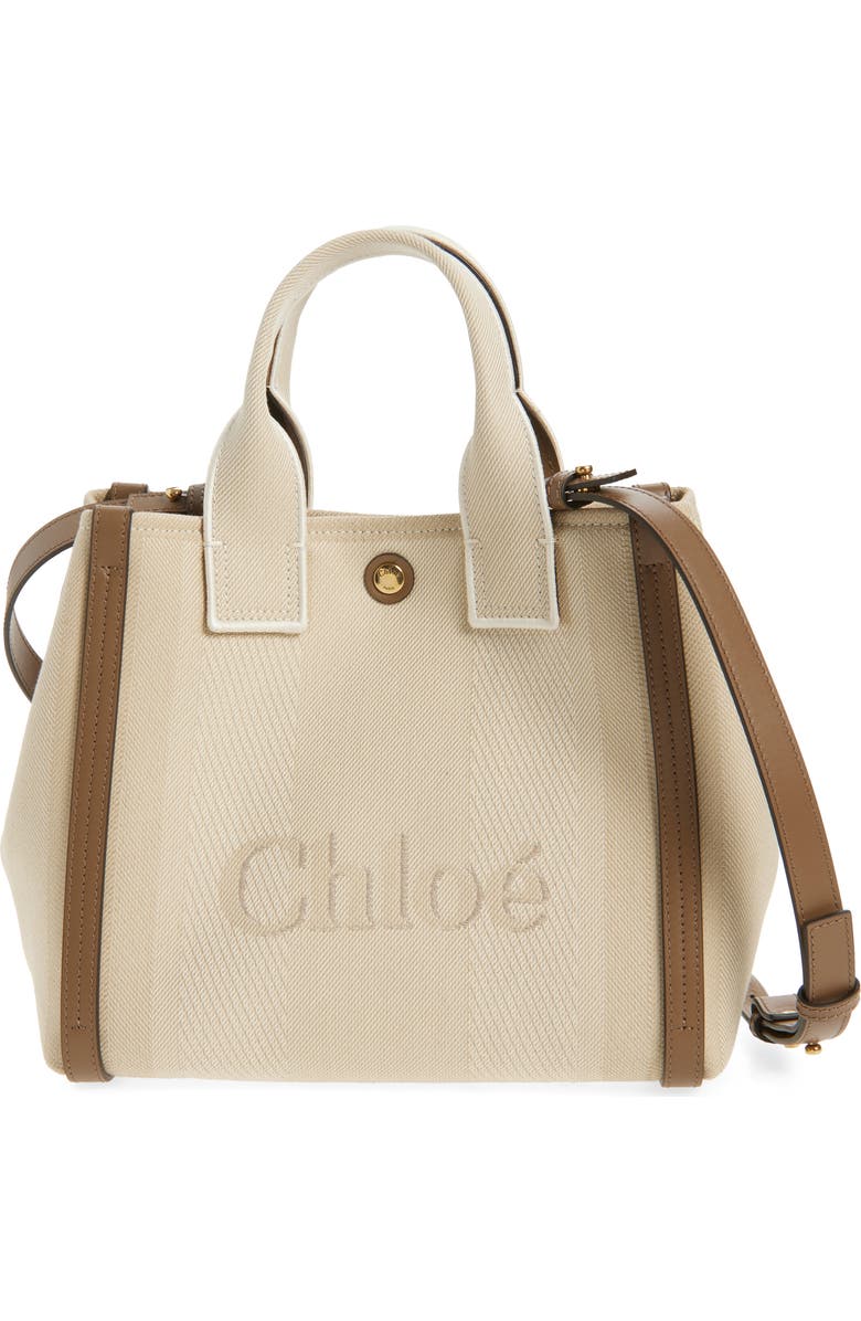 Chloé Logo Canvas Tote, Main, color, Vegetal Beige