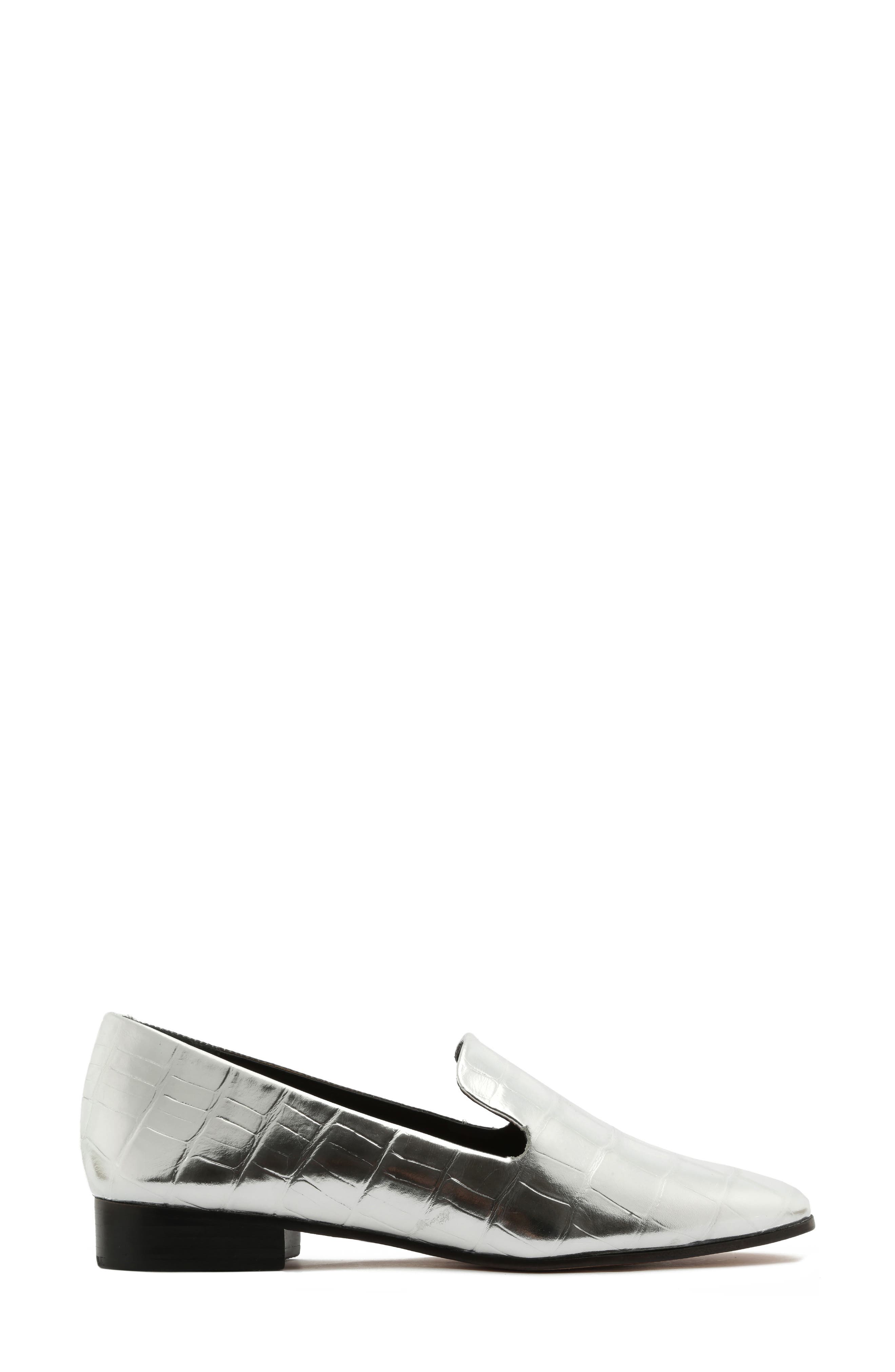 Schutz Flor Croc Embossed Metallic Loafer, Alternate, color, 