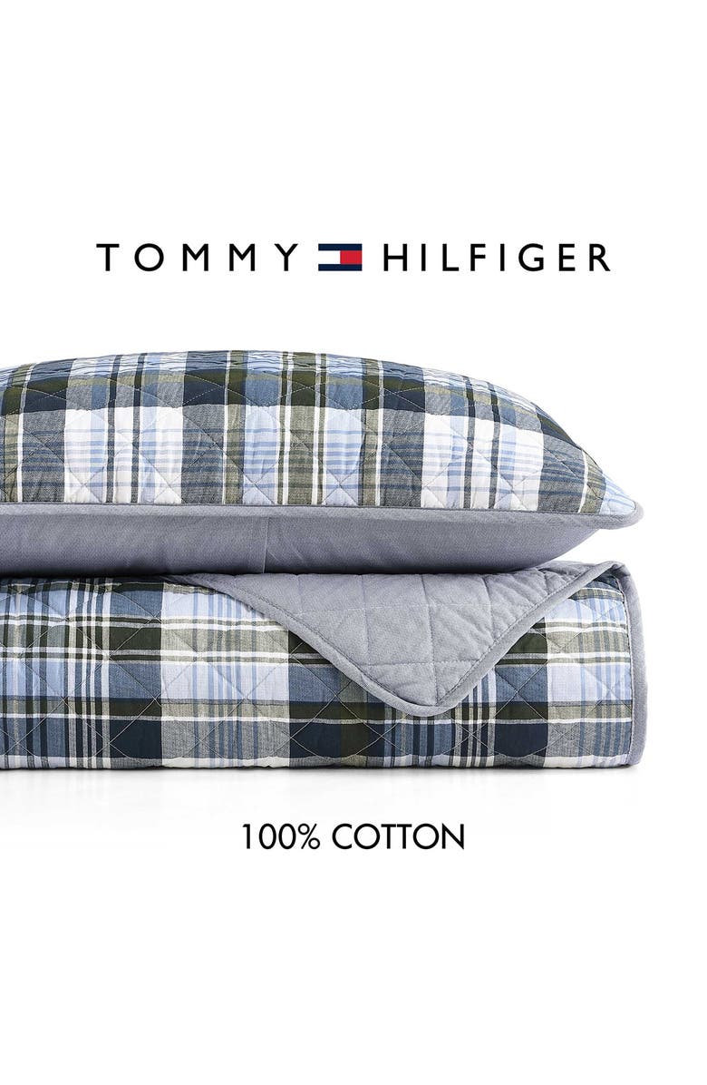 Tommy Hilfiger Bleecker Plaid Quilt & Shams Set, Alternate, color, White/ Pale Blue/ Dark Green