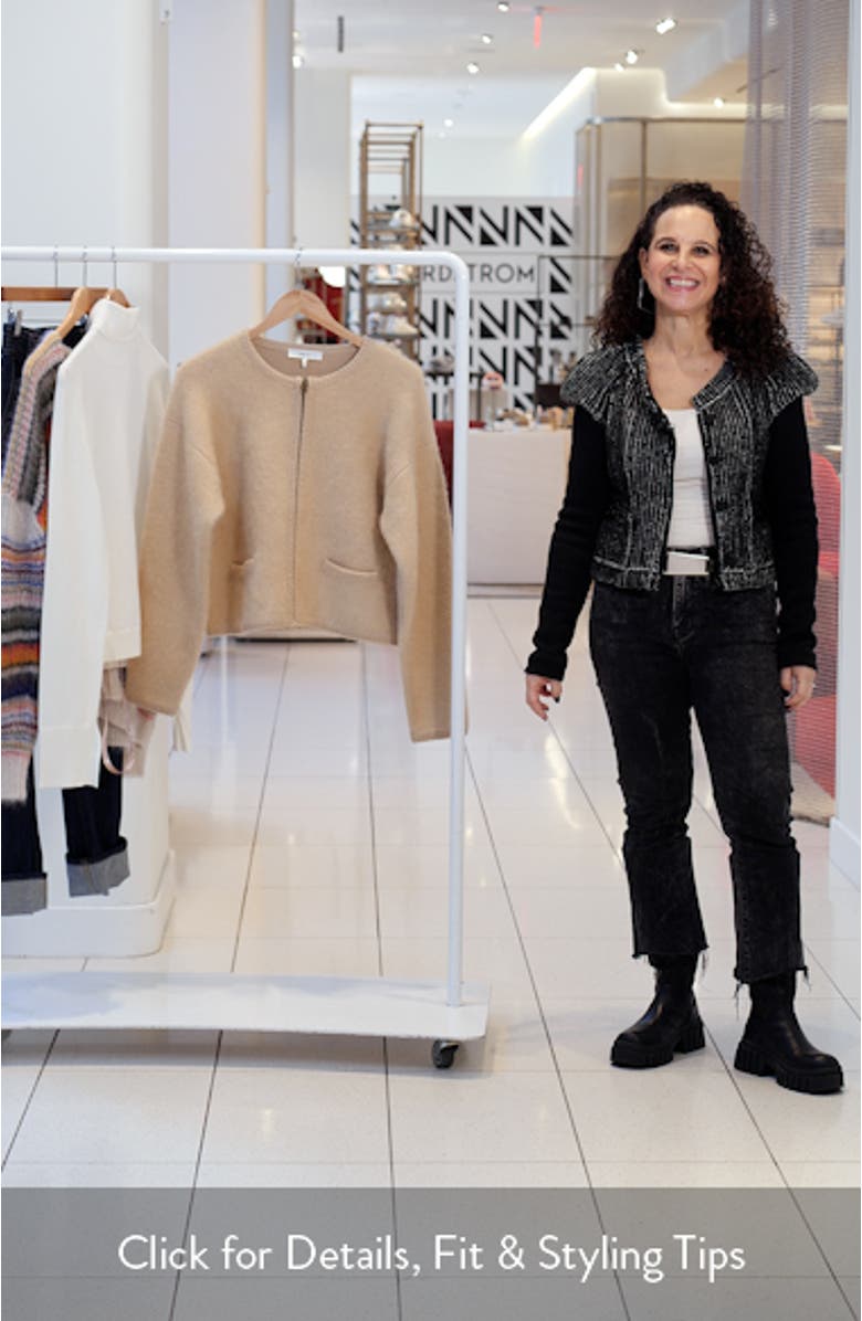 Lofty Crochet Detail Wool & Cashmere Zip Cardigan, sales video thumbnail