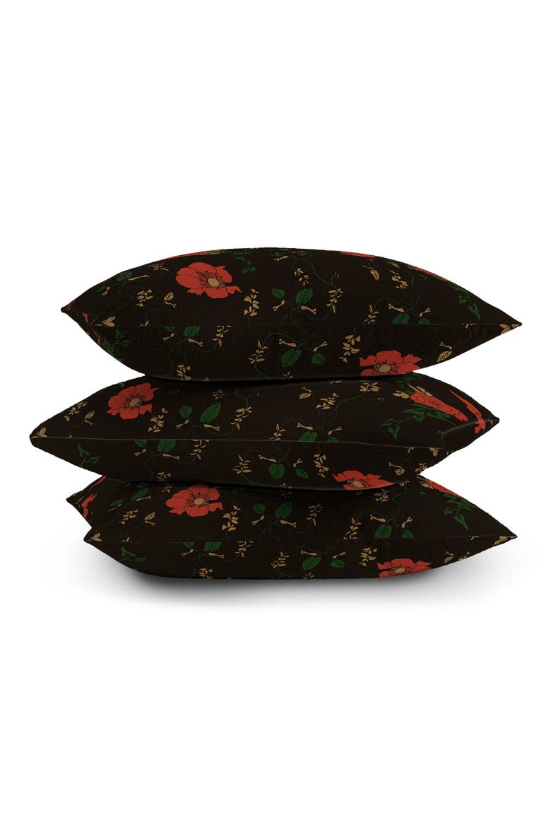 Midnight Flourish Floral Accent Pillow, Alternate, color, BLACK