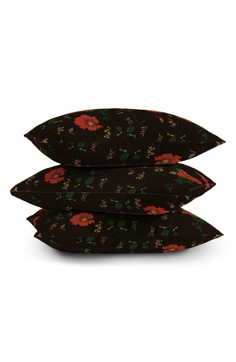 Deny Designs Midnight Flourish Floral Accent Pillow, Alternate, color, Black