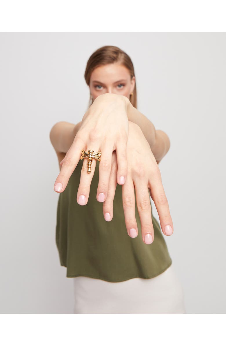 UNODE50 Dragonfly Shape Ring, Alternate, color, Gold