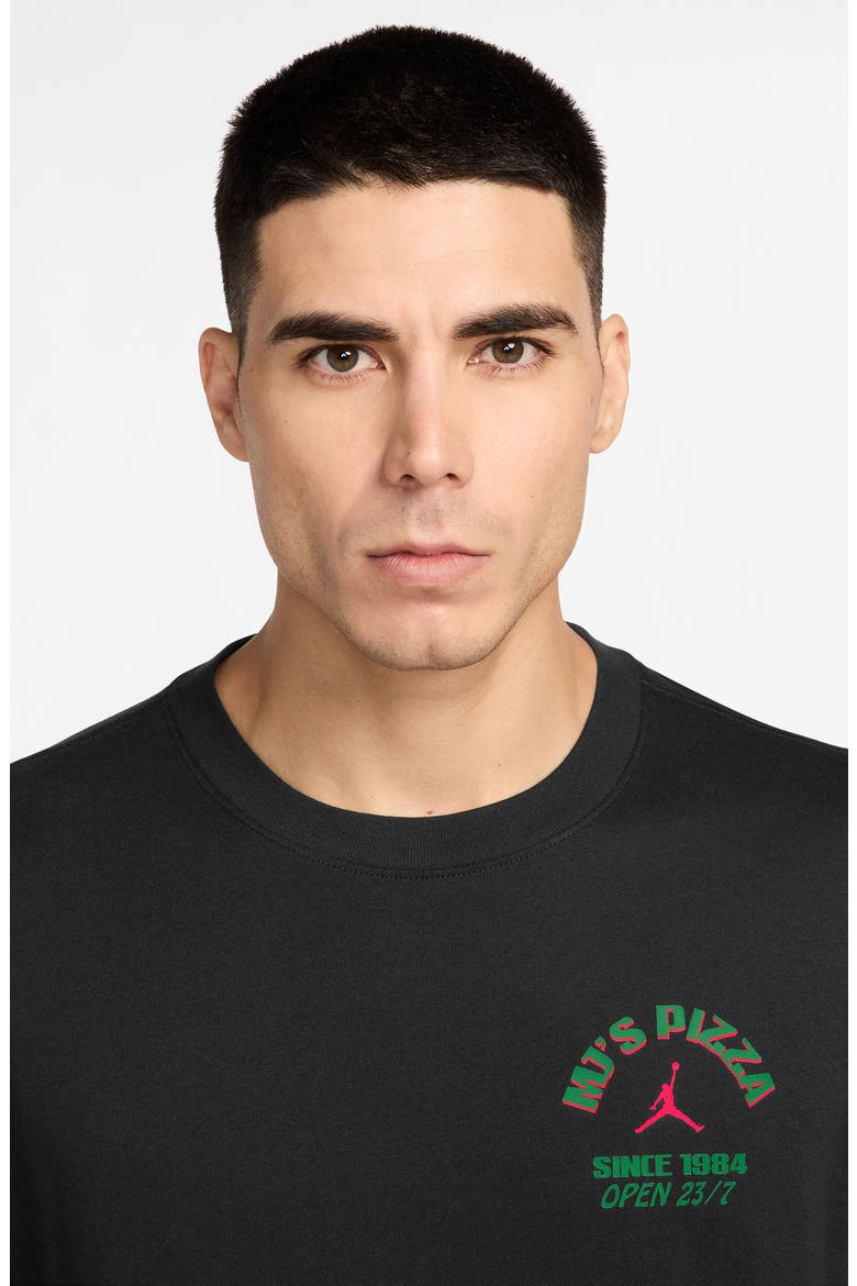 Pizza Cotton Graphic T-Shirt, Alternate, color, BLACK/ INFRARED