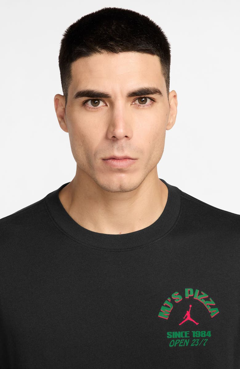 Jordan Pizza Cotton Graphic T-Shirt, Alternate, color, Black/ Infrared