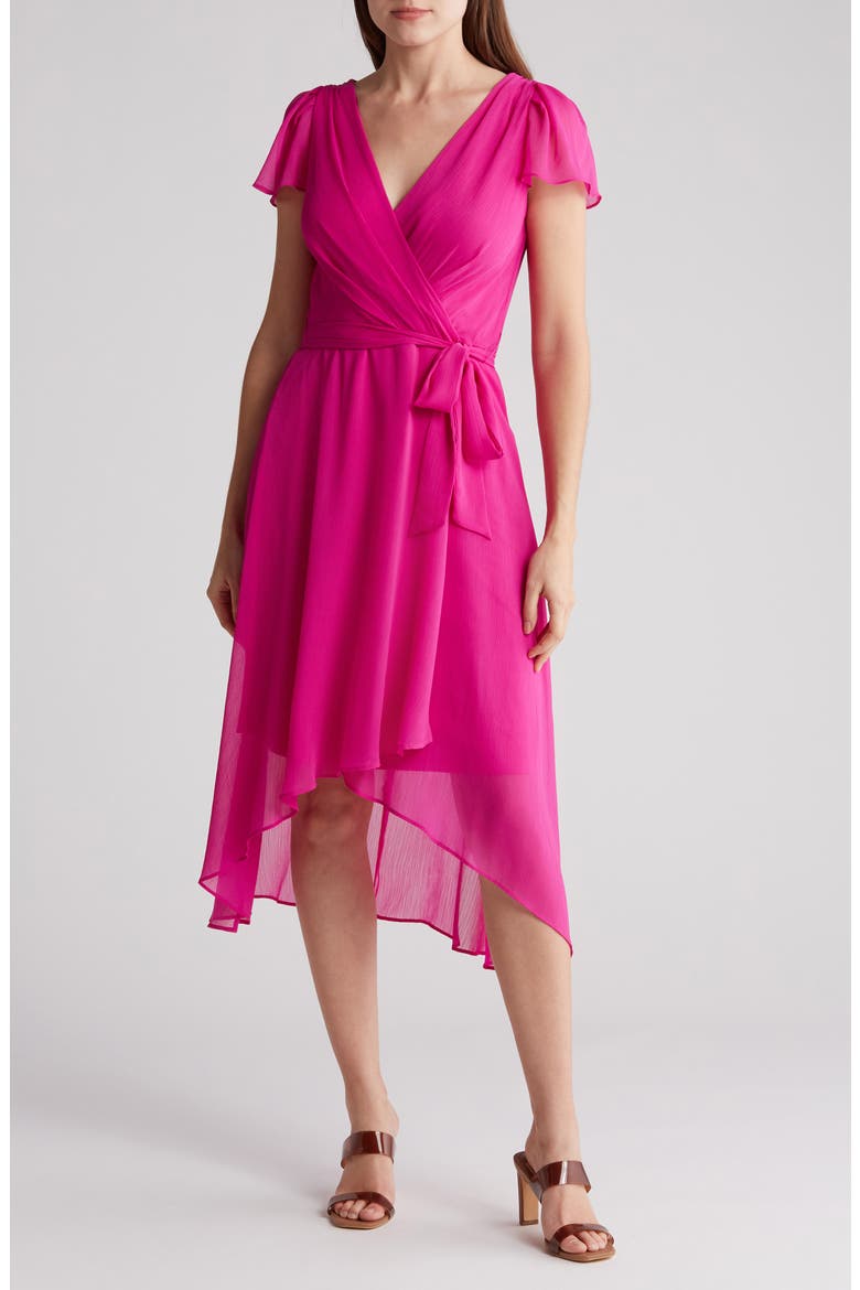 dkny flutter sleeve midi dress DKNY Women's Flutter Sleeve Midi Dress