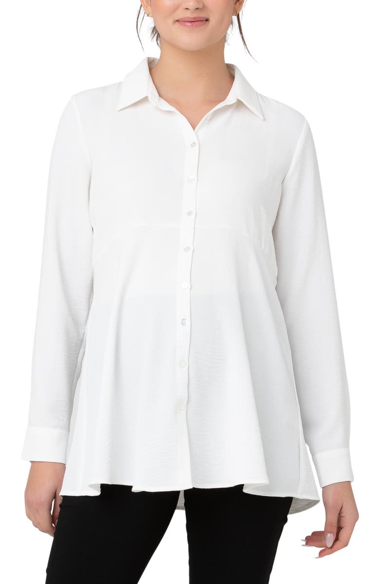 Ripe Maternity Tina Peplum Shirt, Main, color, White