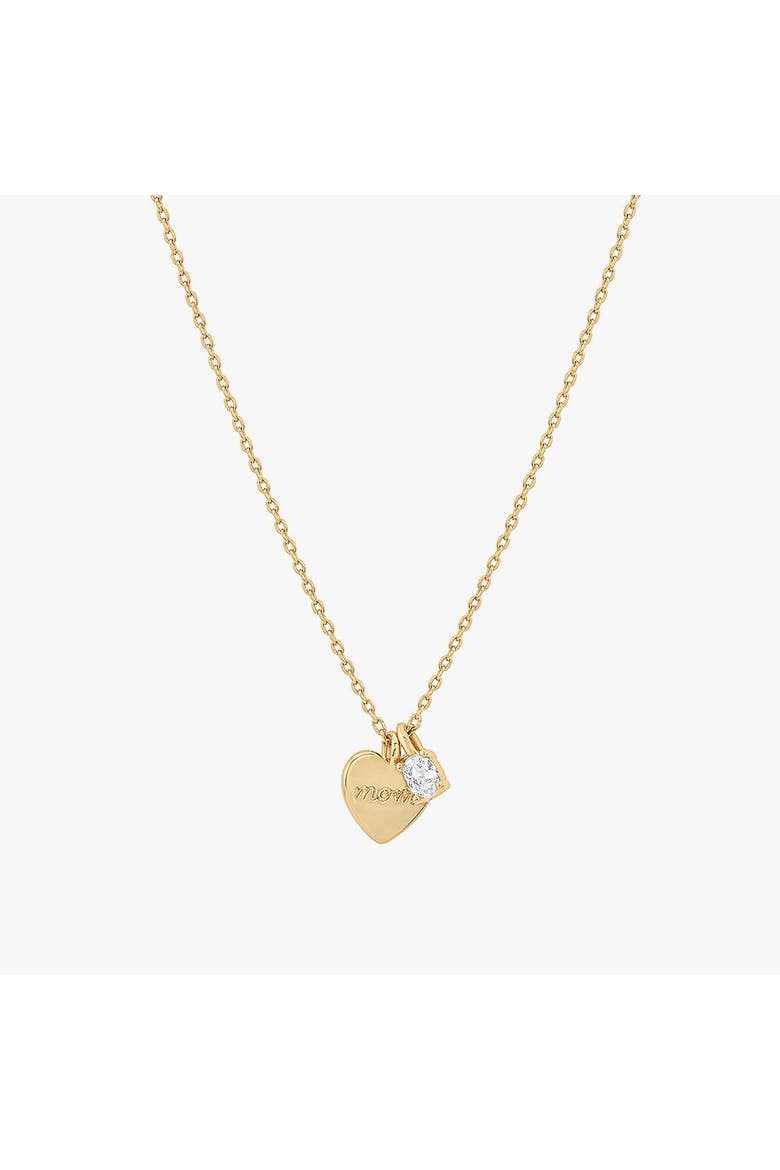14k Gold Plated Mom Heart Necklace with Charm Gift Idea, Main, color, Gold