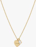 Bearfruit Jewelry 14k Gold Plated Mom Heart Necklace with Charm Gift Idea