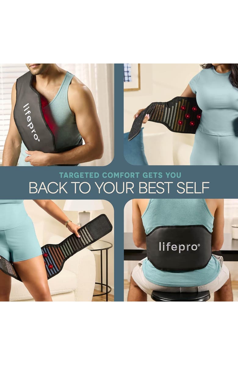 Lifepro InfraTone Red Light Therapy Belt with Healing Crystals for Pain Relief  660nm 850nm, Alternate, color, Black