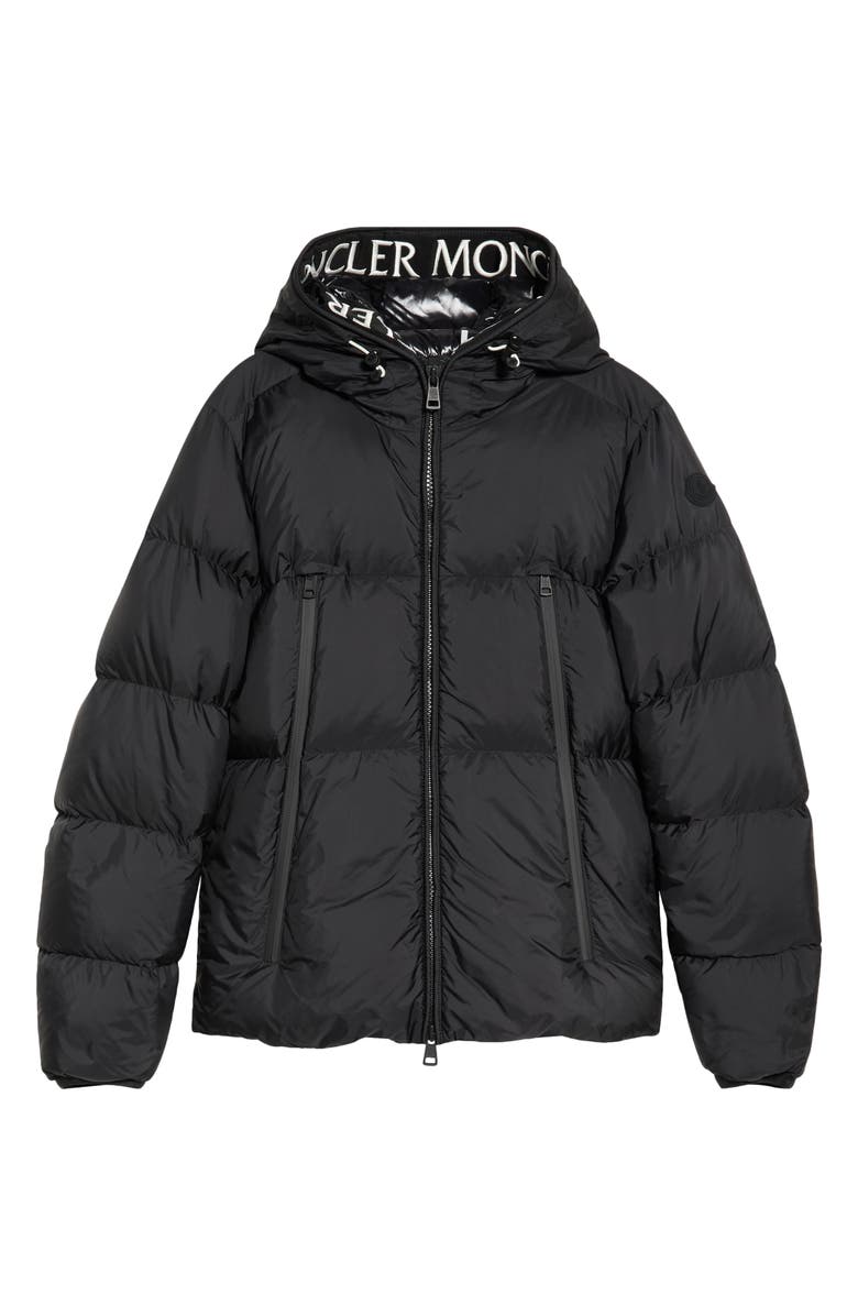 Moncler Montcla Water Repellent Short Hooded Down Jacket, Main, color, Black