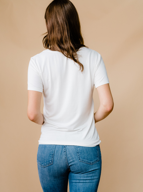 Able Mae Drapey Tee In Almond