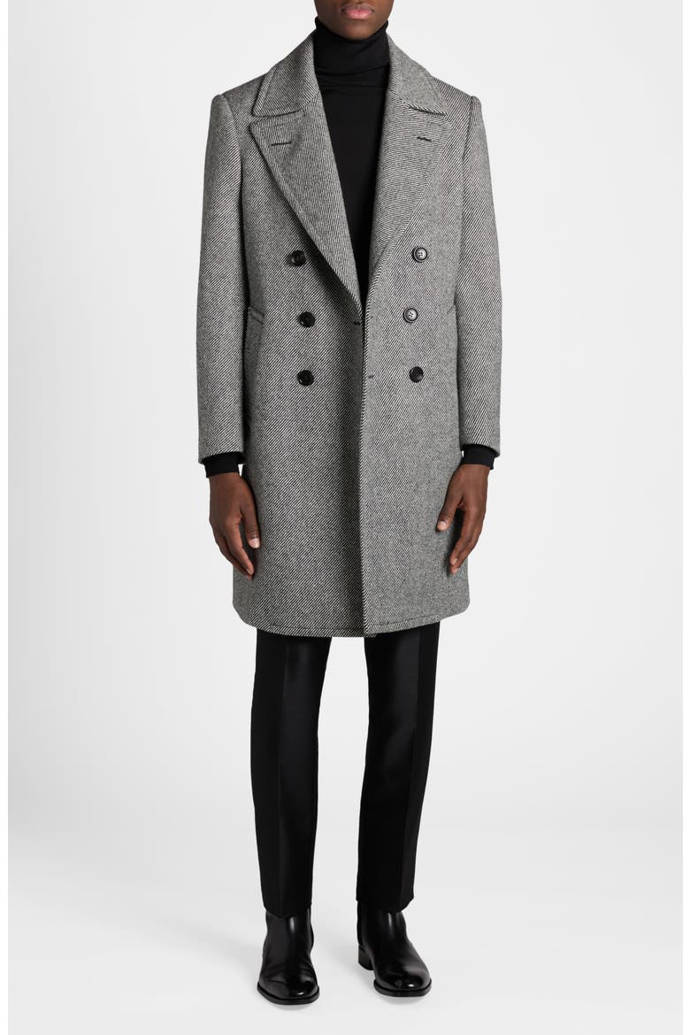 Double Breasted Wool Mouliné Twill Coat (Men) | Nordstrom