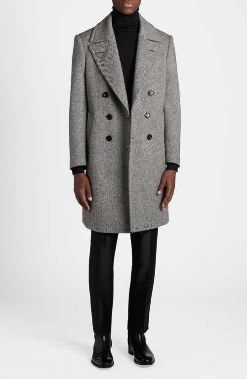 Tom Ford Double Breasted Wool Mouliné Twill Coat