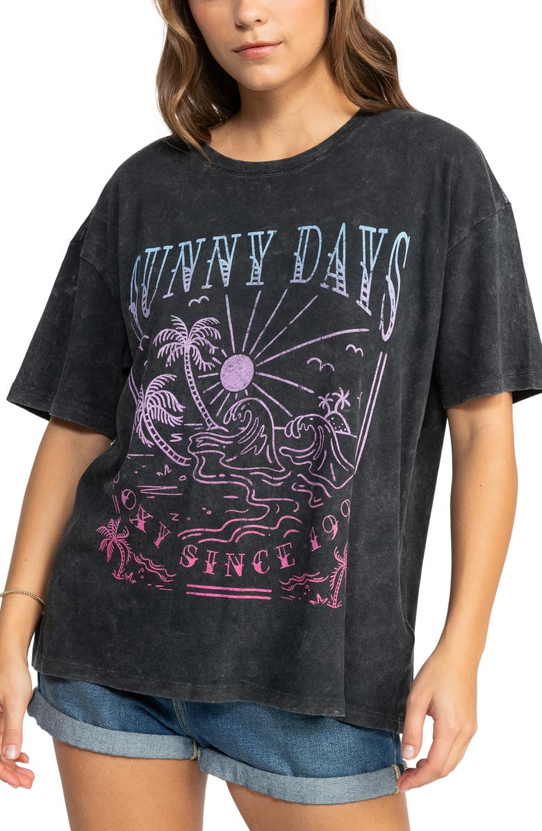 Roxy Sunny Days Oversize Graphic T-Shirt, Main, color, Anthracite