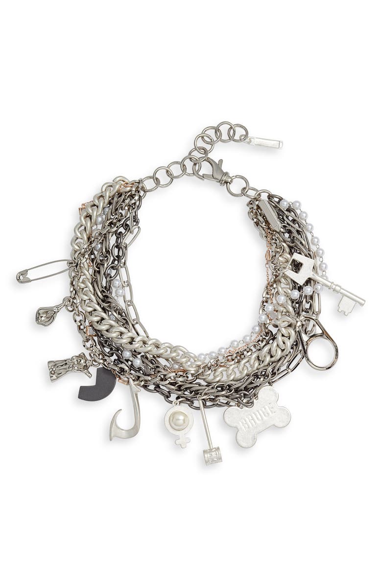 Billie Valentine Birds of Prey Billie Valentine OG Hero Multistrand Imitation Pearl Charm Choker Necklace, Main, color, 