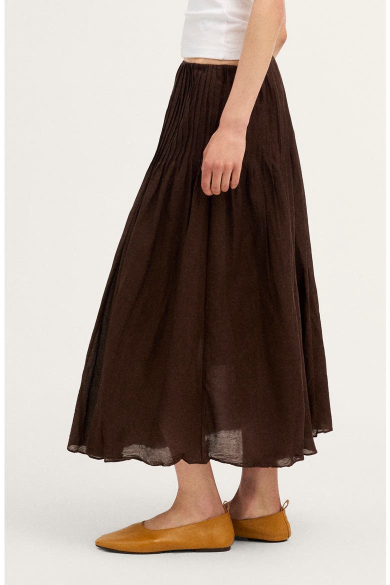 Pintuck Midi Skirt, Alternate, color, DARK CHICORY