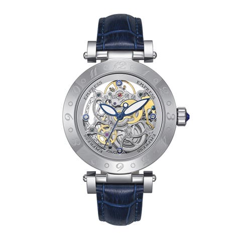 Theodora Automatic Skeleton Leather-Band Watch