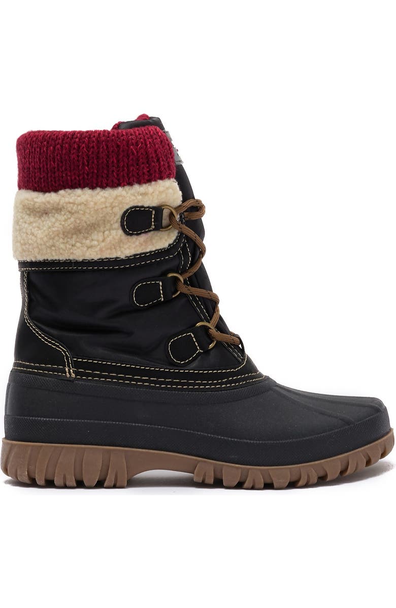 Cougar Cove Woven Cuff Faux Fur Lined Waterproof Boot, Alternate, color,