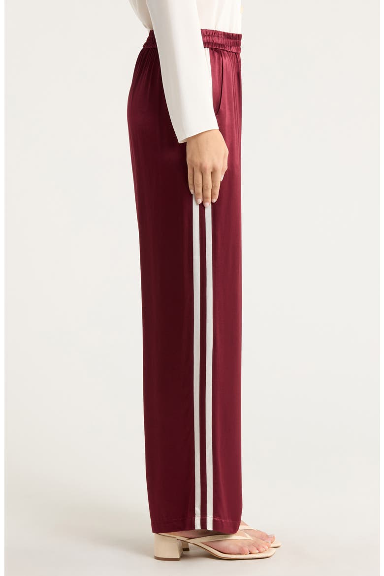 Merida Pleated Satin Pull-On Pants, Alternate, color, GARNET