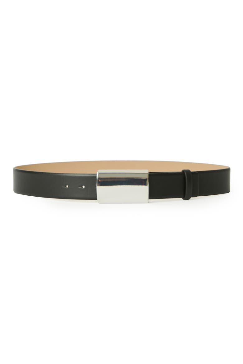 Mason Leather Belt, Main, color, BLACK SILVER