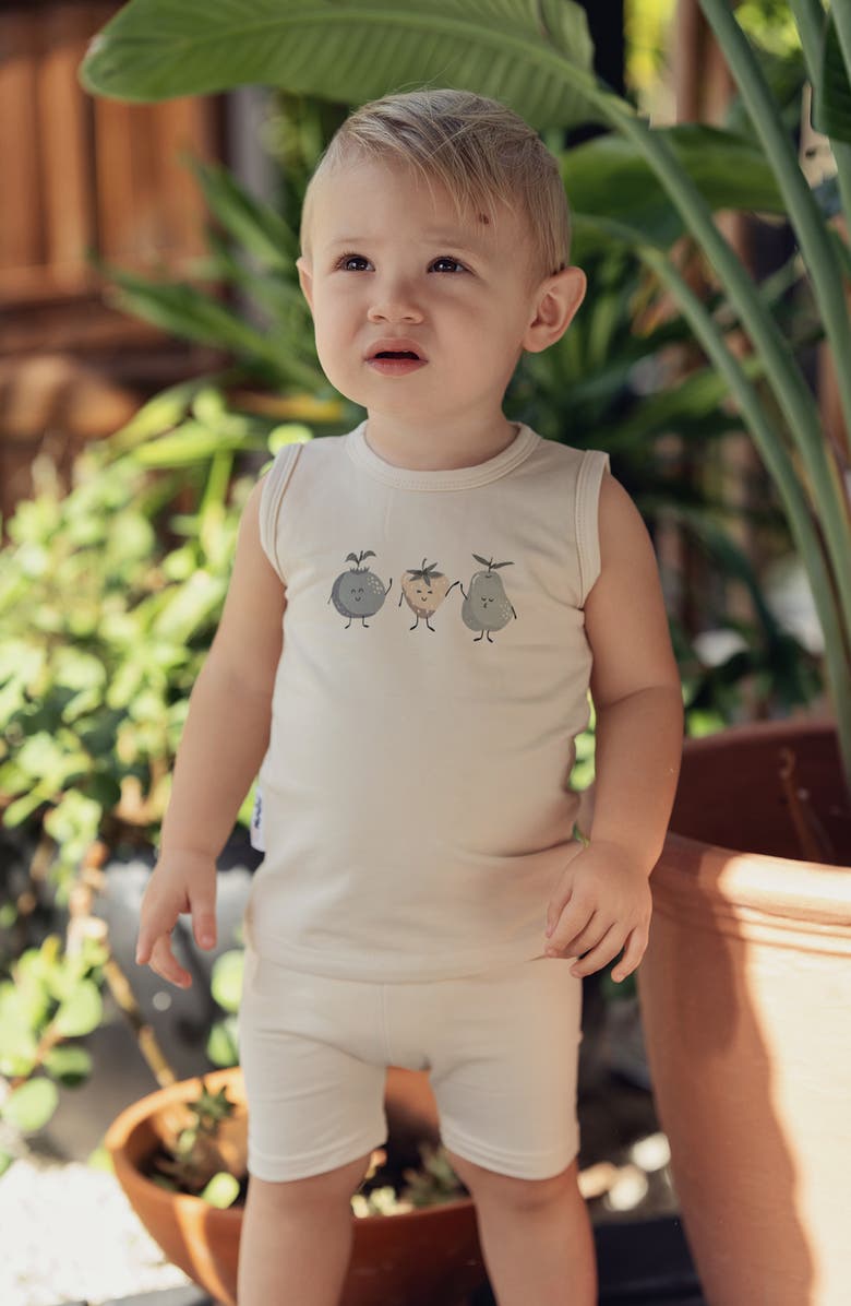 Manière Kids' Fruity Friends Stretch Cotton Tank & Shorts Set, Alternate, color, Sand