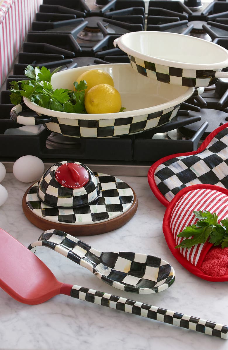 MACKENZIE CHILDS Sterling Check Enameled Steel Gratin Pan, Alternate, color, Black/ White